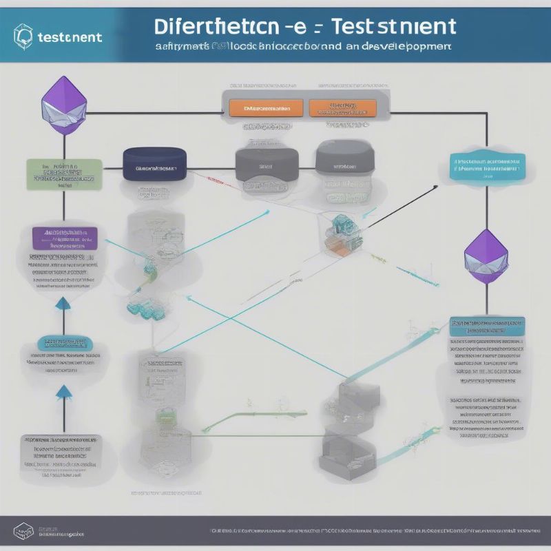 Sơ đồ minh họa sự khác biệt giữa Testnet và Mainnet trong blockchain