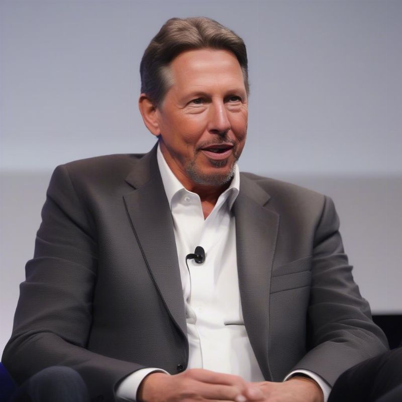 Ảnh Larry Ellison tại một hội nghị về công nghệ blockchain